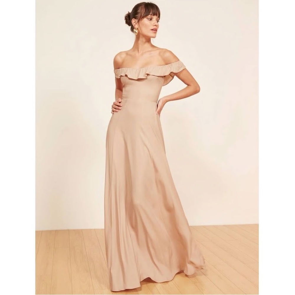 NEW NWT Reformation Verbena Dress Blush Pink Ruffle Maxi Size 2